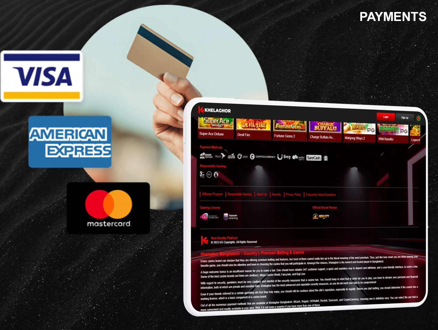 Convenient payments with Khelaghor88 will allow you to make deposits and receive your winnings as quickly as possible